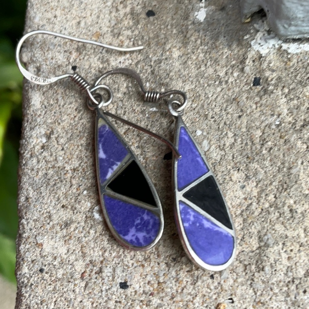 Sterling stone inlay earrings